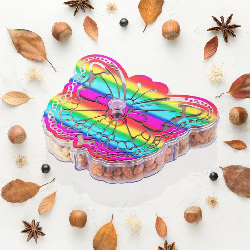 Top view of the Tidy Table butterfly dry fruit box, showcasing its unique design.
