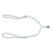Stylish window curtain tieback featuring crystal and pearl beads
