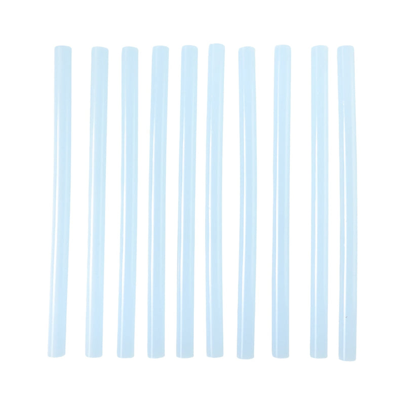 Clear hot glue sticks ready for DIY craft and repairs