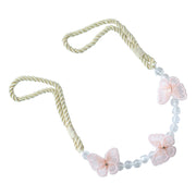 Designer floral curtain accessory with transparent crystal beads