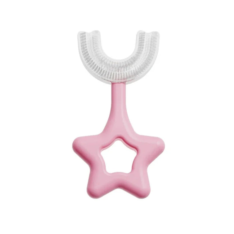 Front view of the blue Star U-Shape Toothbrush, emphasizing its comprehensive cleaning coverage.