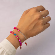 Stylish adjustable chain on ethnic beaded bracelet for a comfortable fit