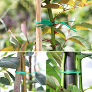 Close-up of green garden twist tie wire roll with cutter