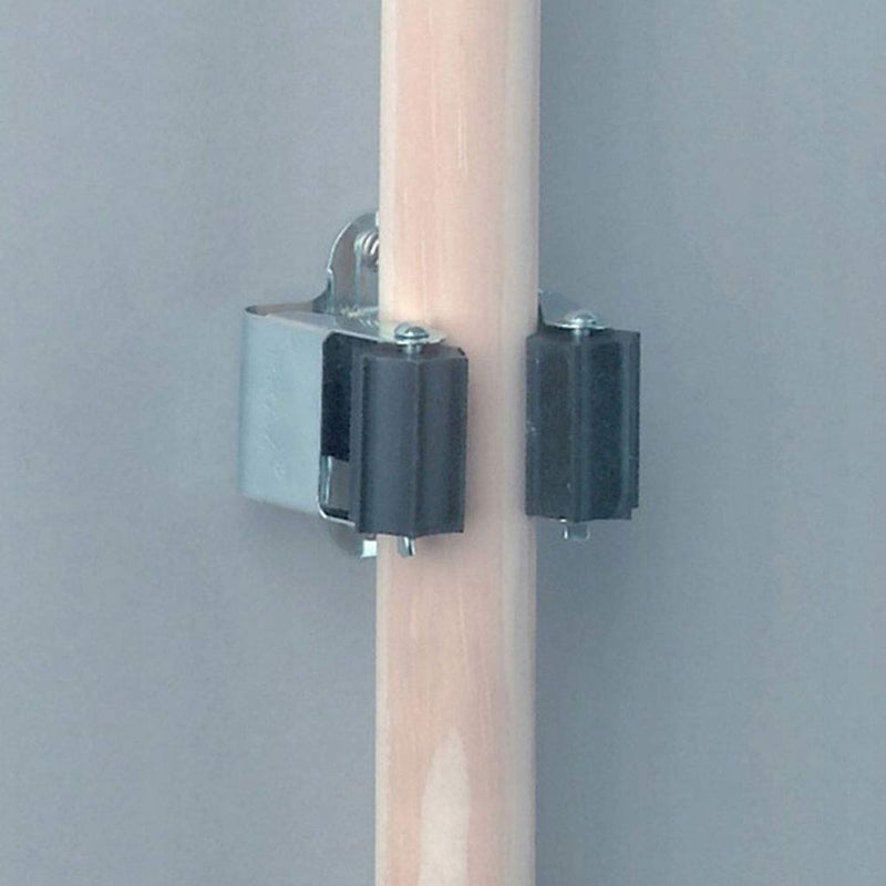 Infographic highlighting the waterproof and durable metal + resin material of the wall mount holder.