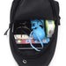 0322 Black Waterproof Anti Theft Crossbody fanny pack waist bag PU Leather Shoulder Bags Chest Men Casual fashion USB Charging earphone hook Sling Travel Messengers Bag 