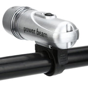 Side profile of the compact LED bicycle headlight with adjustable mount.
