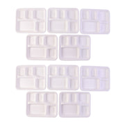Stacked biodegradable sugarcane fiber meal trays ready for sustainable catering use