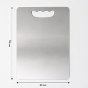 Kitchen chopping board showing sleek brushed steel finish