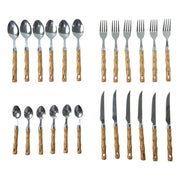 Premium dinner cutlery set with stylish wooden handles