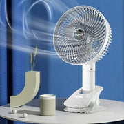 Side angle of portable USB fan illustrating multi-use functionality