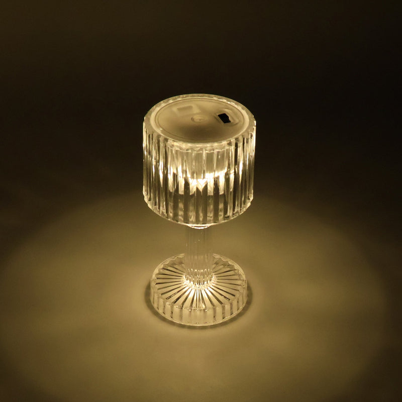 Night ambience created by warm light of LED crystal-effect table lamps