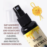 100 ML bottle of Beeswax Furniture Polish showcasing its natural wood and leather care benefits.