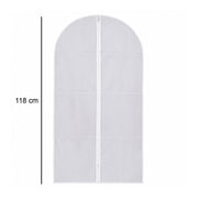 Dimensions of suit cover showing 118 cm size for long garments.