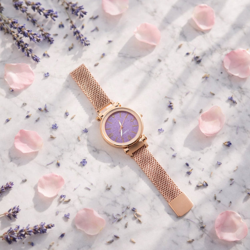 Side view of stylish lightweight ladies wrist watch strap
