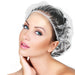 6639 Disposable Shower Caps for Women Larger Thicker Waterproof and Individually Wrapped, Plastic Elastic Hair Bath Caps for Hotel and Spa, Hair Salon, Home Use, Portable Travel (pack of 12) 
