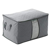 Quilted storage bag folded flat for compact storage when not in use.