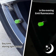 Set of light-lock luminous tyre valve caps for car and bike tires