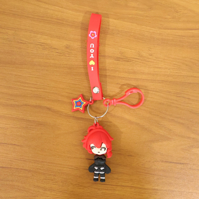 Cute cartoon girl keychain as a bag accessory