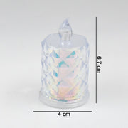 Top-down view of an LED tealight candle, showcasing its realistic flicker.