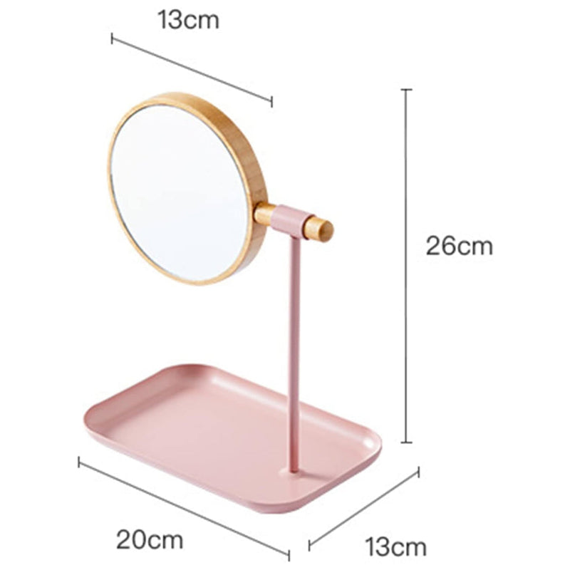 Clear glass makeup mirror with modern wooden frame for vanity use