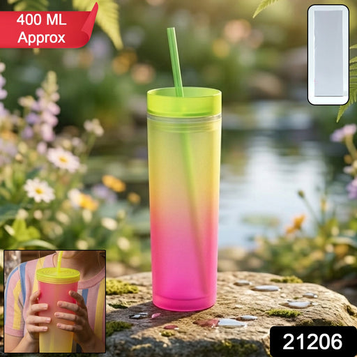Colorful gradient tumbler cup with straw and lid