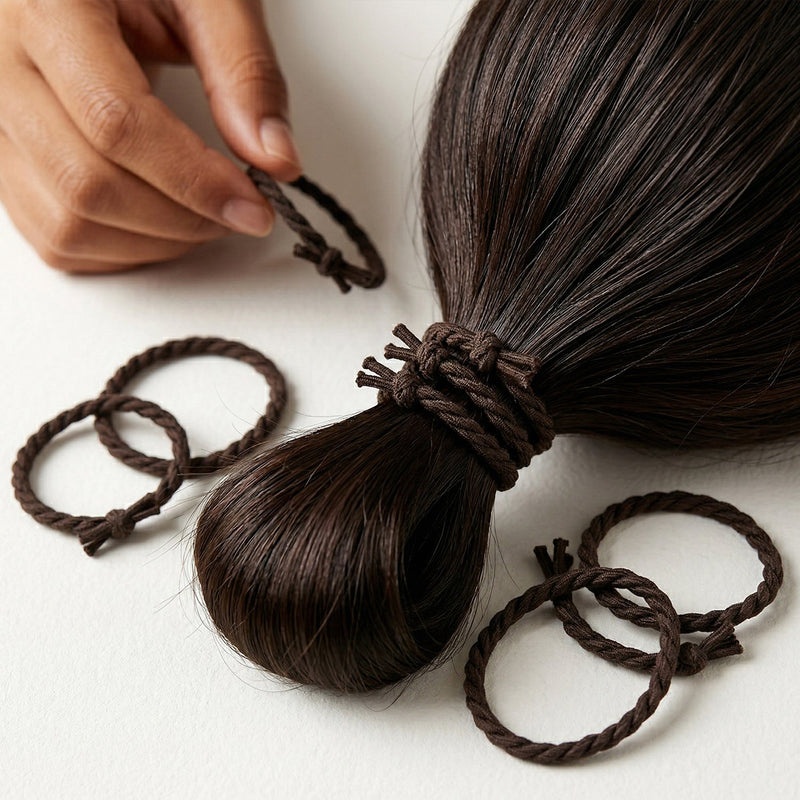 Multiple braided elastic hair bands for women and girls, compact and portable