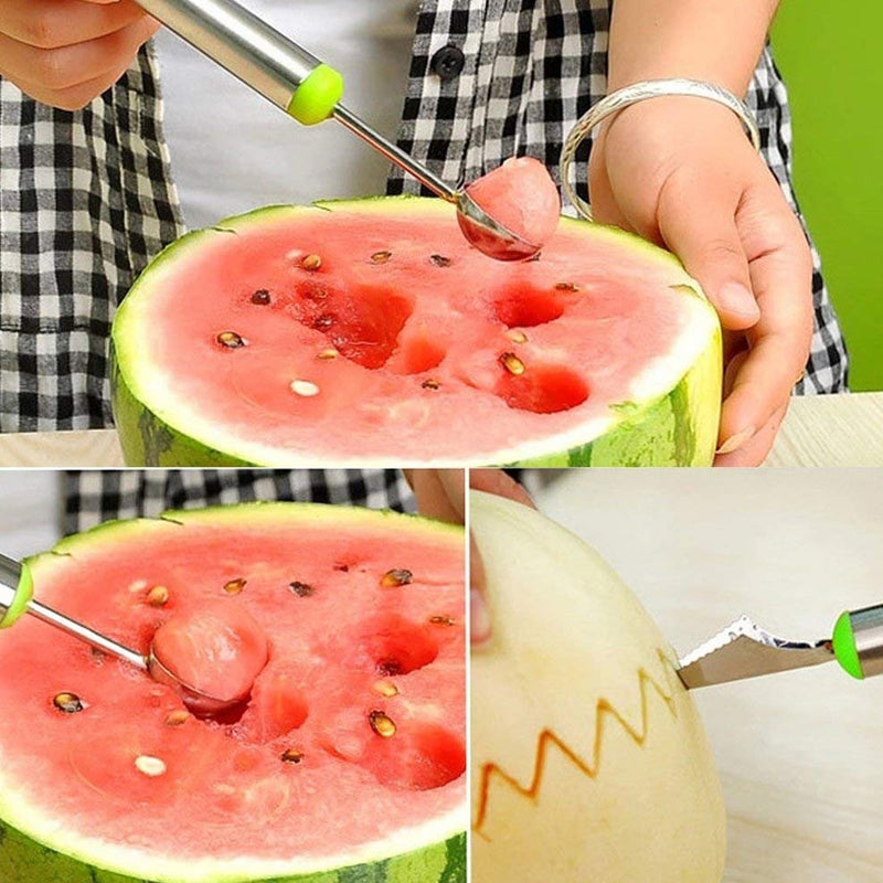 5335 Multifunctional 2 in 1 Melon Baller - Stainless Steel Dig Scoop with Fruit Carving Knife. 