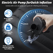 Foldable car seat air mattress ready to inflate for travel naps