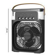 Specs detail shot of  portable air cooler fan
