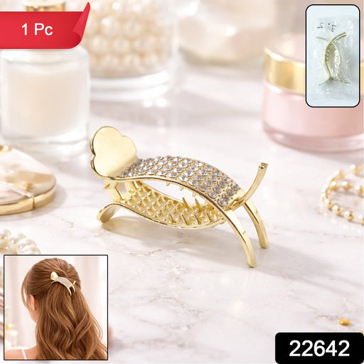 Styled hair with crystal and metallic hair clip