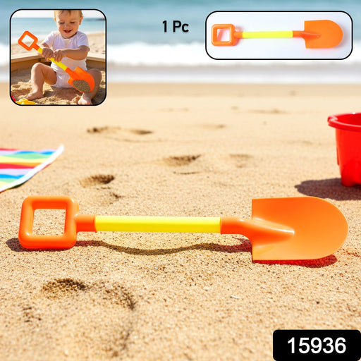 Close-up of kid-friendly plastic shovel handle with easy grip design