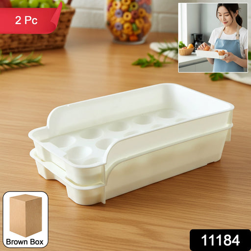 Stackable egg organizer with lid for fridge