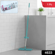 Close-up of flat floor mop's slim rectangular head cleaning tight corners