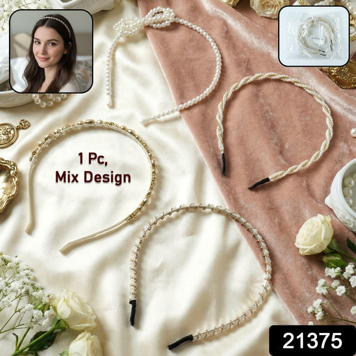 Elegant pearl embellished headband suitable for women and girls