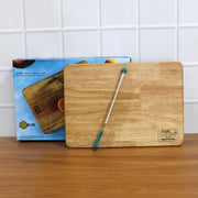 Complete wooden cutting board set with stainless steel knife included
