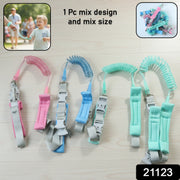 Child safety wrist leash with elastic coiled strap for controlled movement