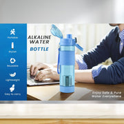 Detail shot of the secure cap and mouthpiece of the alkaline water bottle.