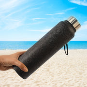 Sweat-proof black insulated stainless steel water bottle with no condensation