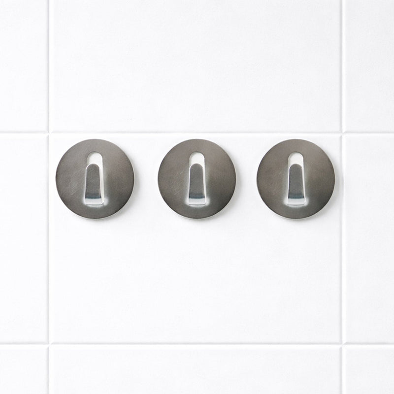 Set of reusable stainless steel hooks with a shiny silver finish.