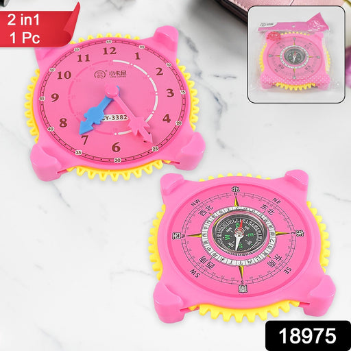 Compact navigation compass with clock designed for outdoor adventures