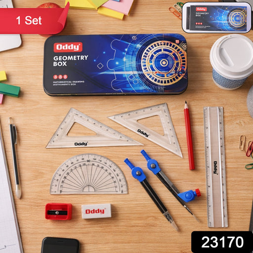 Durable metal compass and divider in school geometry box set