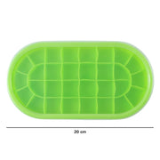 Green oval ice cube silicone tray for efficient freezing