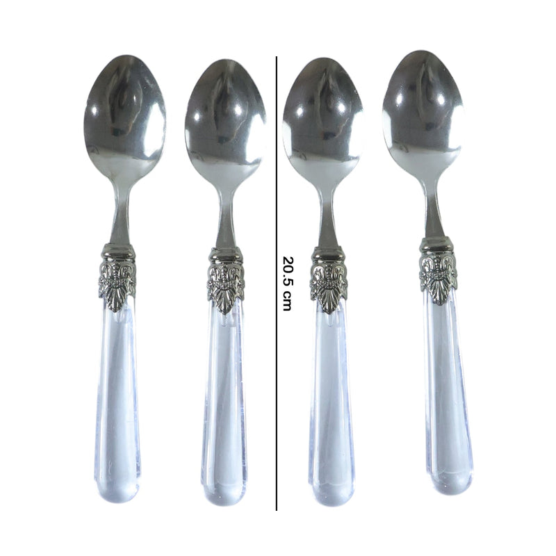 Food-grade stainless steel dessert spoons with stylish transparent handles