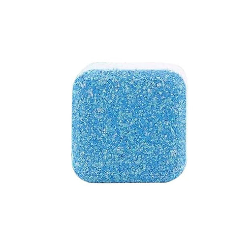 Lavender-scented washing machine cleaner tablet dissolving.