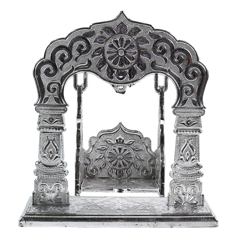Shreeji Jhoolan silver-coated decorative swing crafted for Krishna idols
