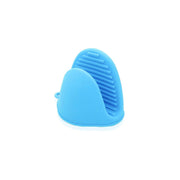 Silicone cooking mitt with a convenient hanging loop for easy storage.