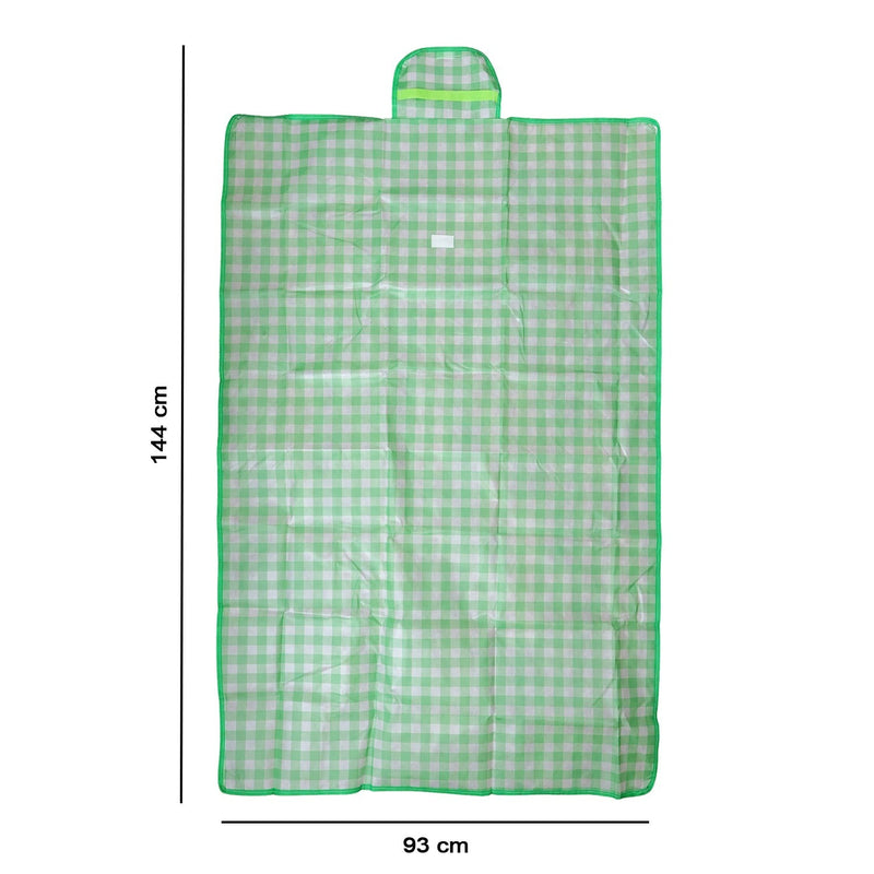 Foldable water-resistant beach picnic mat with handle for portability