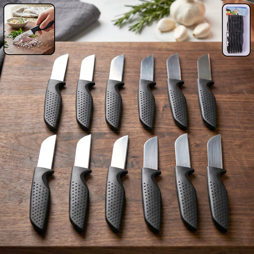 12-piece kitchen knife set with ergonomic non-slip handles for safe cooking