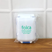 Blue portable pill organizer with secure lids