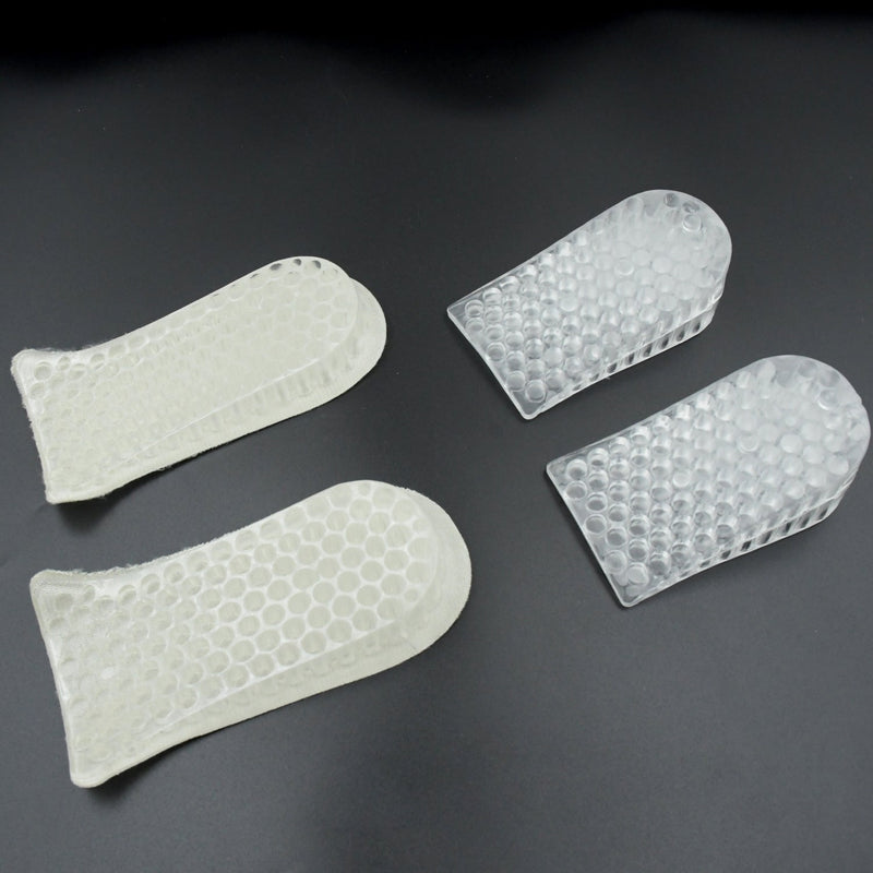 2 Pairs Heel Lift Inserts Height Increase Insole Invisible Heightening Insole Sillicone 3-Layer Heel Support Insoles Height-Adjustable Shoe Pads Foot Cushion for Shoes